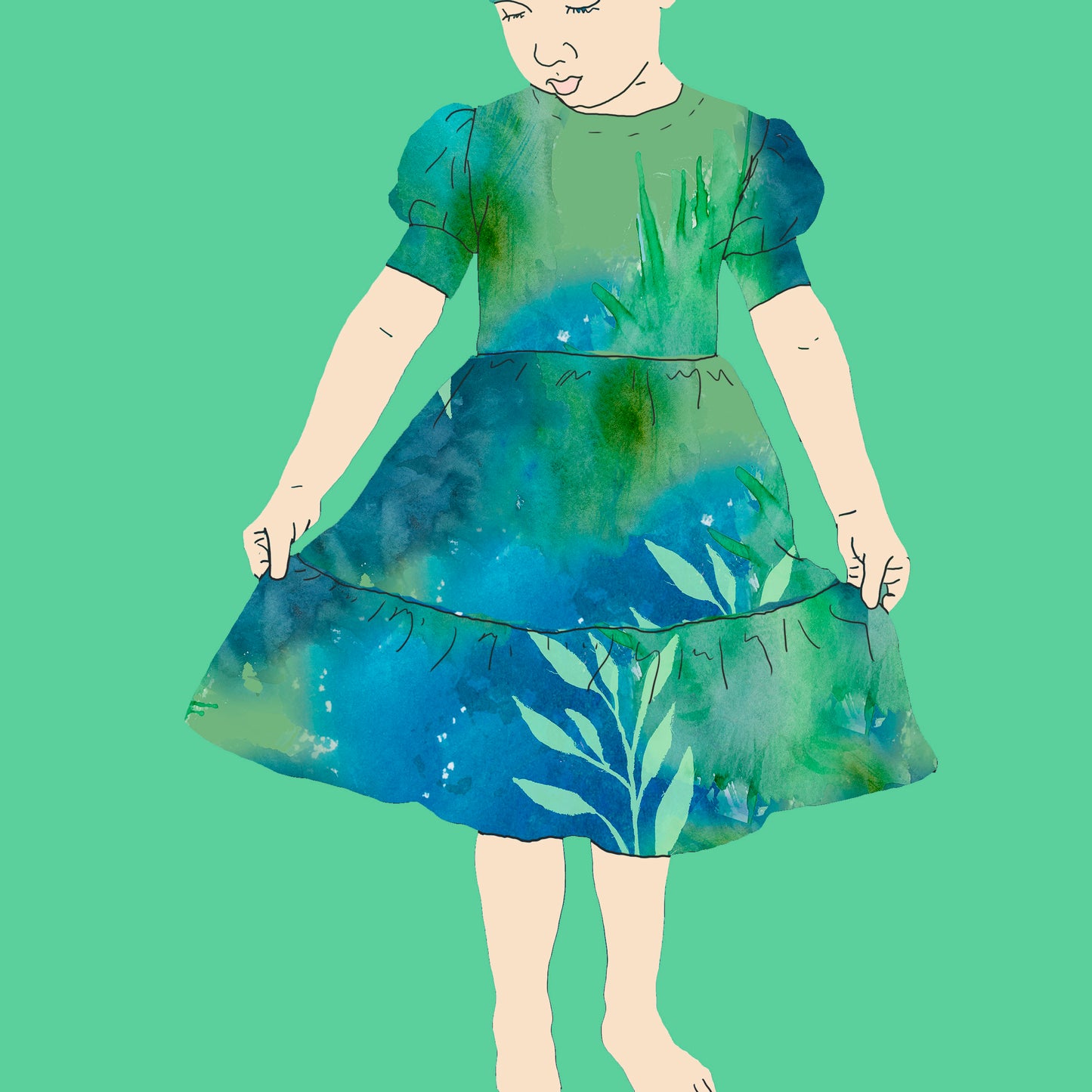 PALA Aurora sinivihreä, kudottu bambuviskoosi