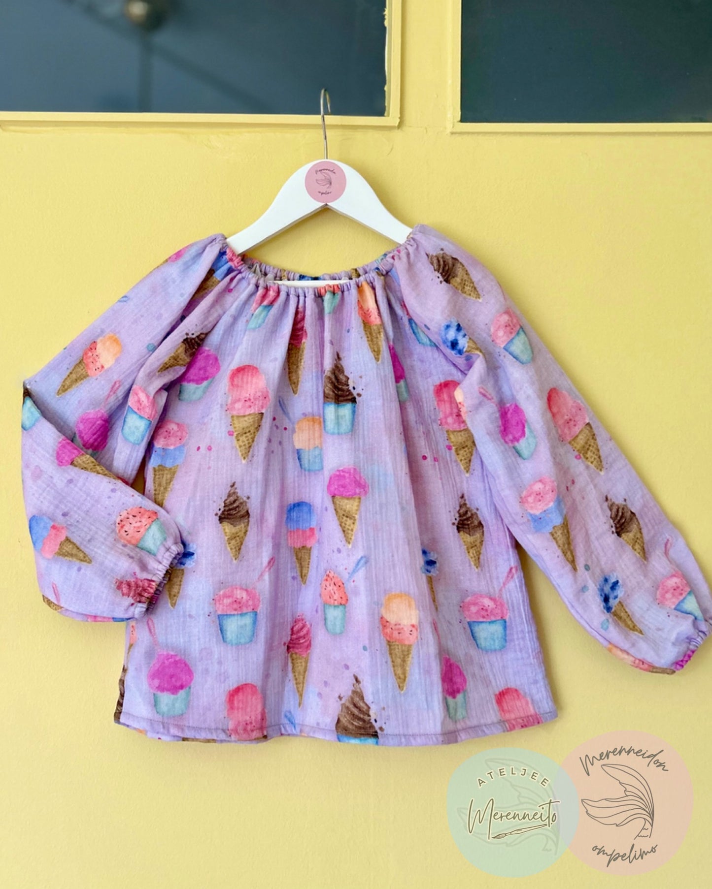 Jäätelöpäivä (mustikkamaito), harsokangas