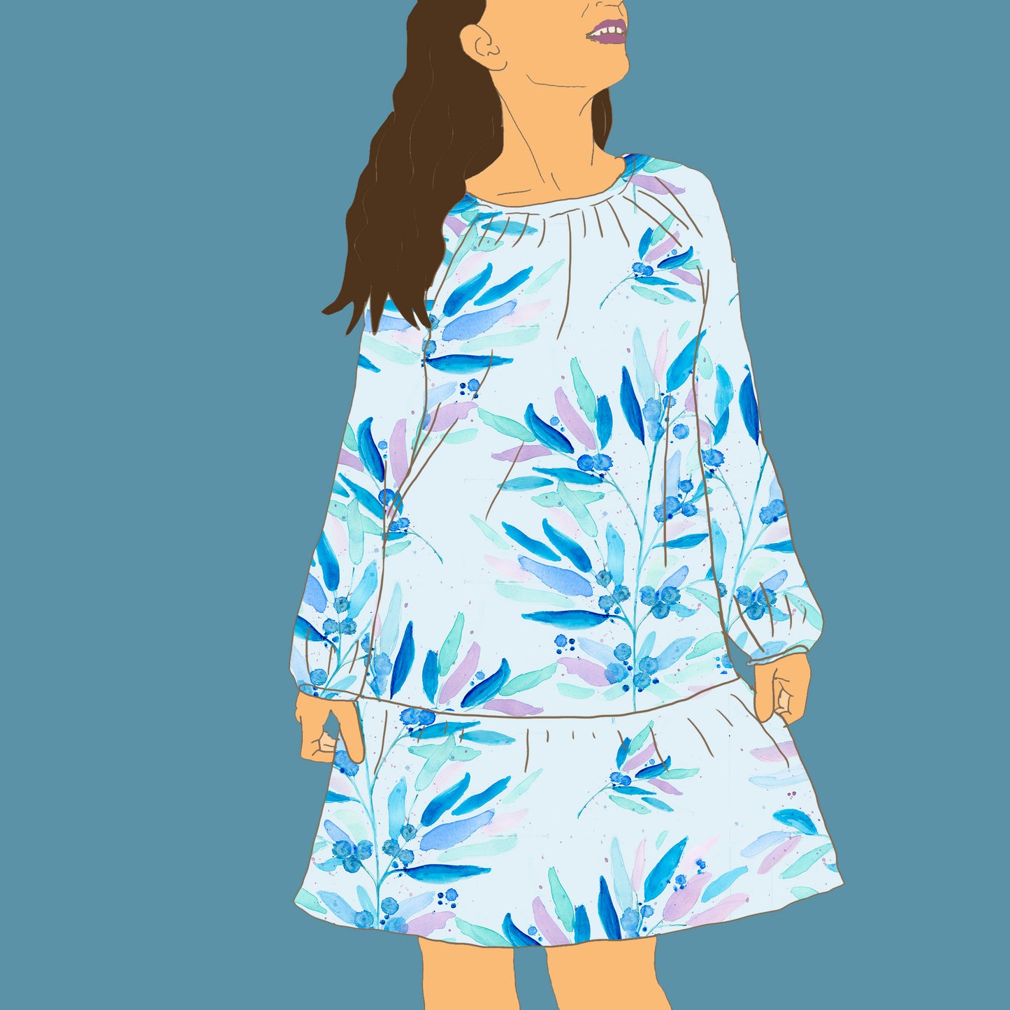 Huurremarjat (sininen) -luomutrikoo