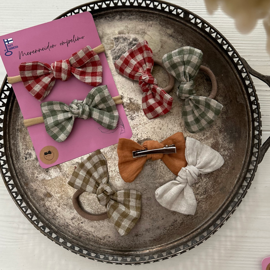 Muru-rusetit: panta, hiuslenkki tai klipsu