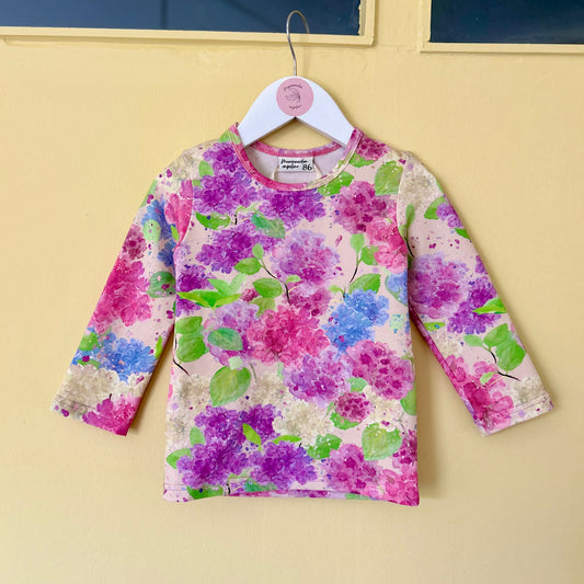 Trikoopaita, Villihortensiat 86 cm