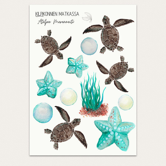 Kilpikonnien matkassa, tarra-arkki