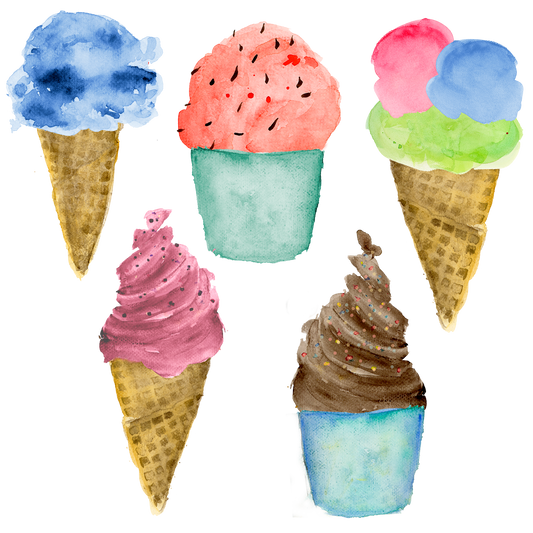 Silityskuva-arkki Jäätelöpäivä, useampi koko